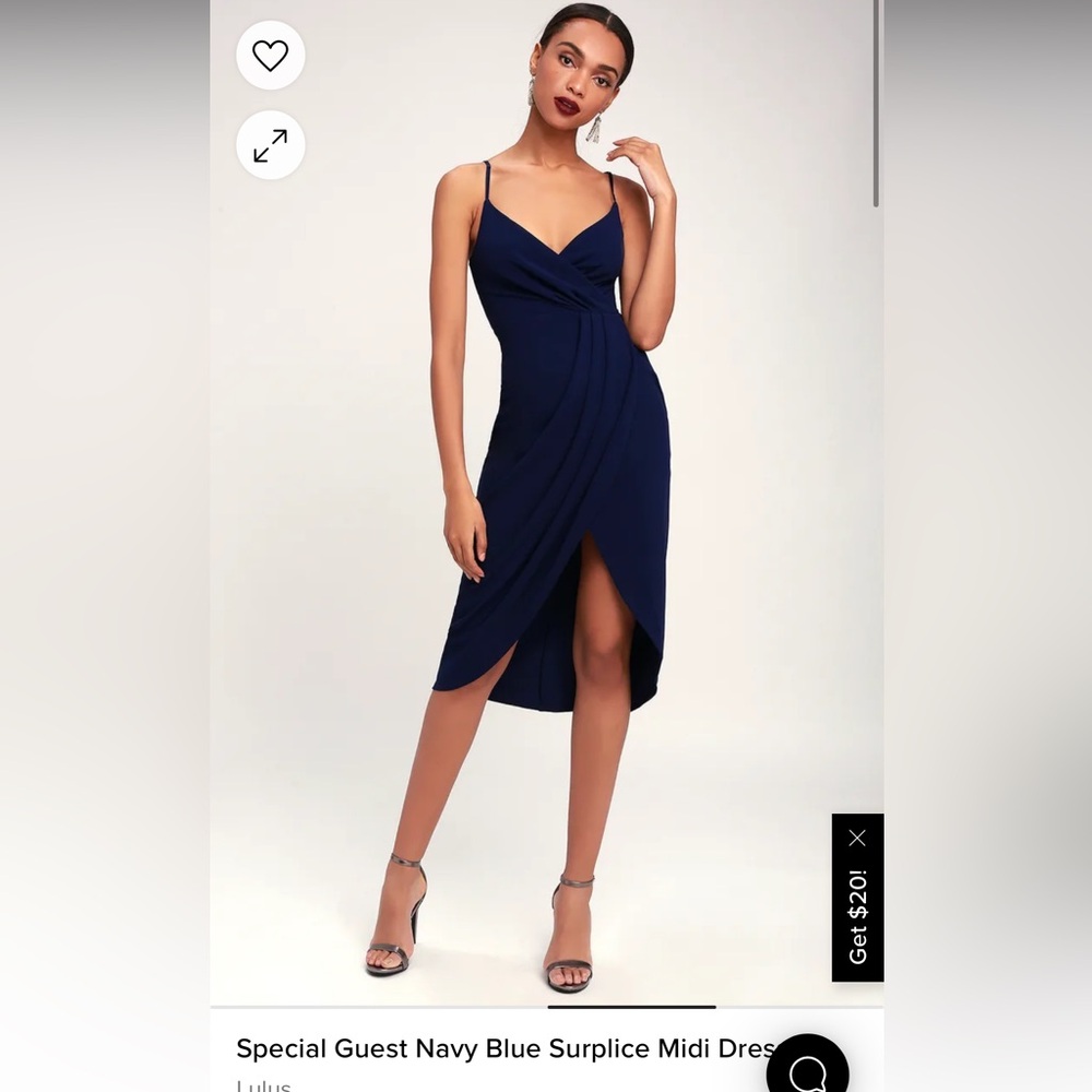 Lulu's Special Guest Navy Blue Surplice Midi Dress size Medium